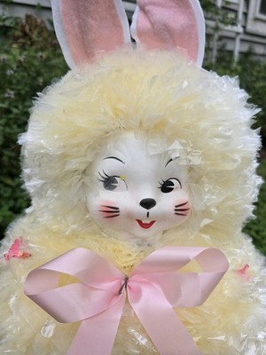 Vtg Easter Bunny Egg Handmade Plastic Face Kitschy Milk Carton 17'' MCM