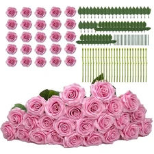 EIGHTOWN DIY Artificial Flowers Indoor 25 Pieces Pink Soap Material