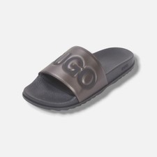 Hugo Boss Men's Brown Match Sandals Slides Big Logo Contrast Shoe Size 12