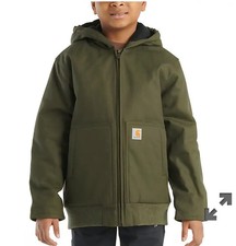 Carhartt Youth Flannel Quilt Lined Jacket Medium Dark Green