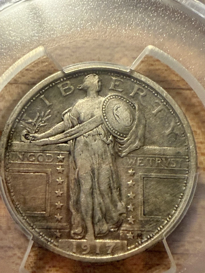 1917 Type 1 Standing Liberty Quarter PCGS VF Detail – Cleaned, Bold Shield - Image 2 of 4