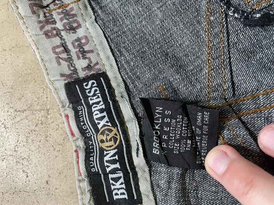 Винтажные мужские джинсы из денима Brooklyn Xpress с широкими штанинами мешковатые 90-е 40x34 Y2K - Изображение 4 из 4