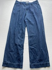 Liz Claiborne Womens Blue Wide Leg Mid Rise Trousers Cotton Blend Size 10 NWT