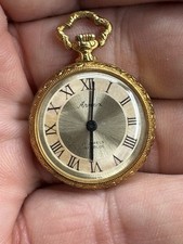 Vintage Arnex Ladies 17 Jewel Incabloc Swiss Gold Plated Pocket Watch Runs Stops