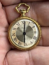 Vintage Arnex Ladies 17 Jewel Incabloc Swiss Gold Plated Pocket Watch Runs&Stops