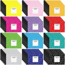 60 Pcs Jr. Composition Notebooks Colored Marble Half Size 4-7/8 x 7-1/2 Inche...