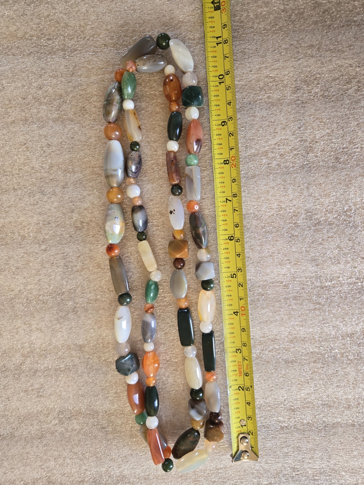 Agate Beaded Statement Necklace Long - image 4