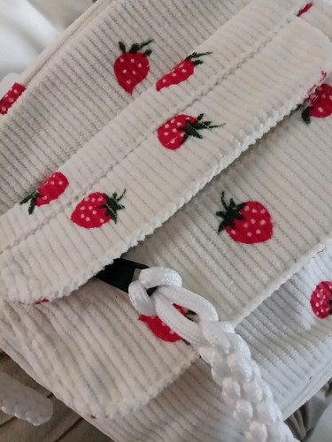 Lustige modische Umhängetasche Schulterriemen Handtasche Wild Strawberry Print Cord - Bild 8 von 24