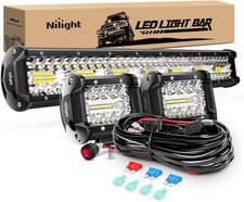 Nilight 20Inch 420W Triple Row Spot Flood Combo Led Light Bar Work Driving Lamp