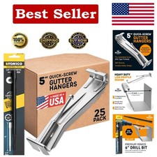 Effortless Installation 5 Inch Gutter Hangers - 25 Pack & Drill Bit Included