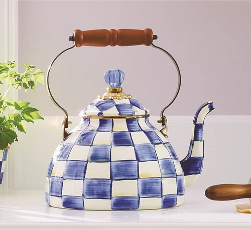 Mackenzie-Childs Royal Check Tea Kettle - Thumbnail 4