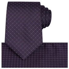 Mens Checkered Tie Set Solid Color Festive Necktie Pocket Square Plum Purple