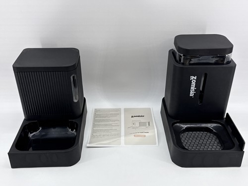 Zomisia Gravity Pet Feeder Black Plastic Dual Compartments Modern
