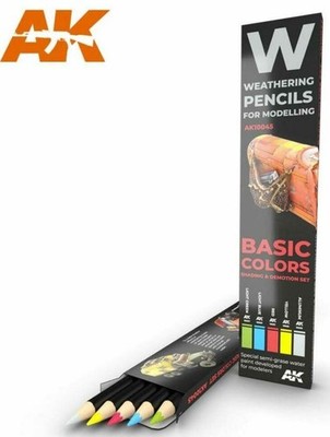 AK Interactive AK10045 Grundfarben Verwitterungsstifte Schattierung & Herabstufung Set