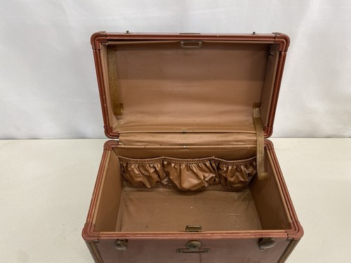 Vintage 1950’s Samsonite Shwayder Bros Leather Luggage Train Case Brown - No Key - Bild 11 von 14