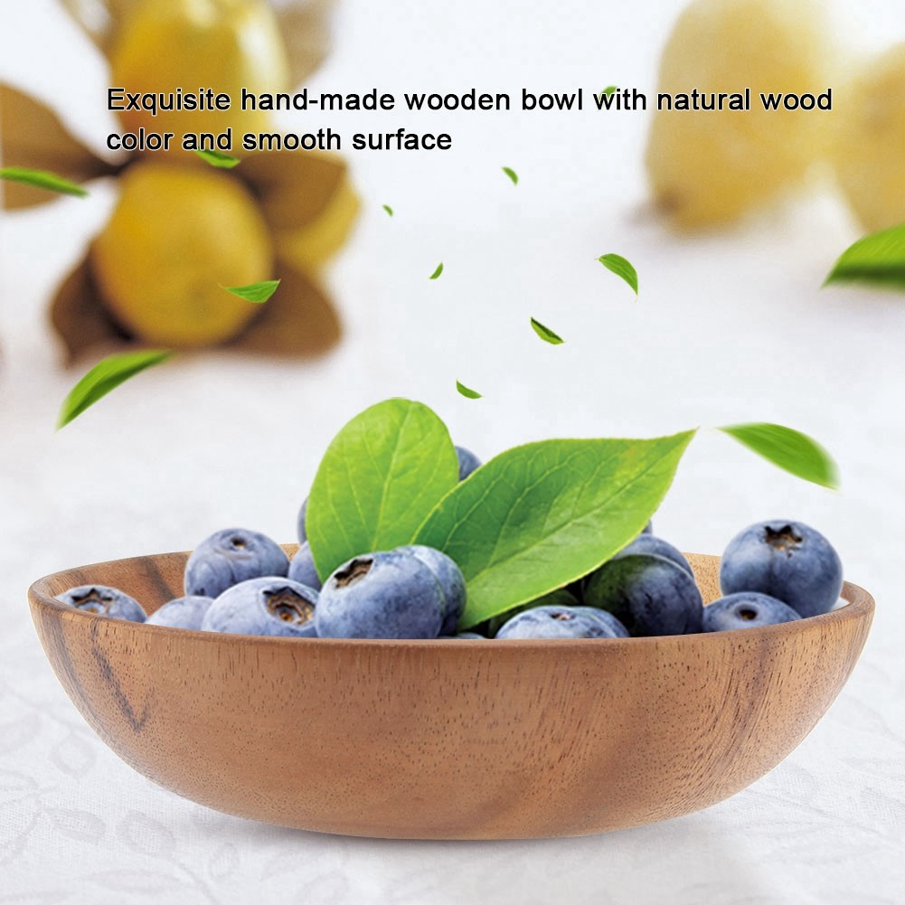 20*4.5cm Solid Wooden Bowl For Salad Soup Rice Hand Made Wooden Bowl HEN