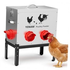 40 lb Automatic Chicken Feeder No Waste, 6 Feeding Port Large Metal Chicken