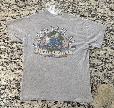 VTG Gator Tail Ale Adult Medium Gray Tip The Scales Graphic Print Mens