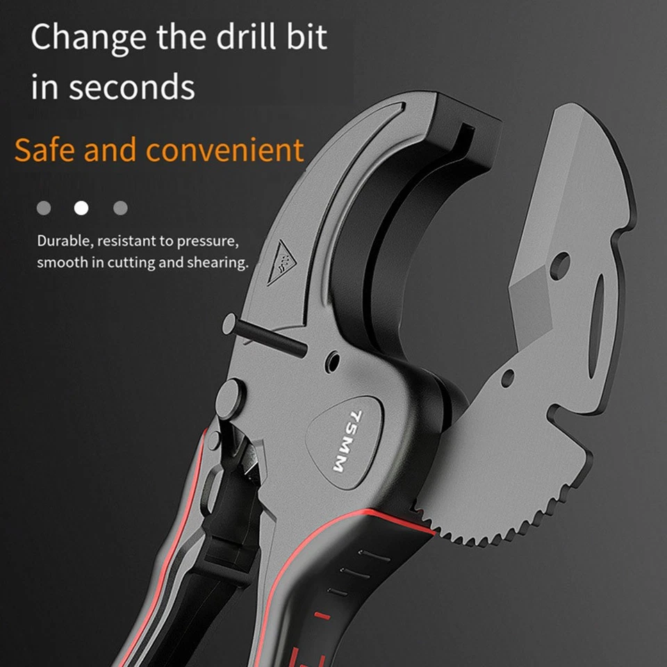 Pipe Cutter 42/63/75MM Large PVC Cutter Ratchet Water Hose Plumbing Plumbers ' - Image 3 of 4