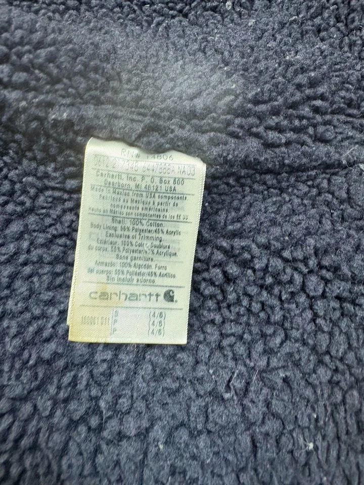 Chaleco Carhartt Mujer Pequeño Gris Con Capucha Sherpa Forrado Lona Prendas de Trabajo Frente a Presión Foto 3 de 4