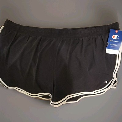 Champion Womens Varsity Shorts 3XL Black White Stripe Elastic Waist Odor Control