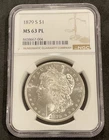 1879 S Morgan Silver Dollar $1 NGC MS63PL Nice Proof Like Surfaces 90% Coin