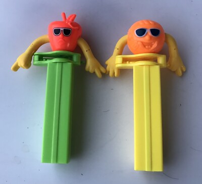 FUN FLIPS CANDY DISPENSERS LOT Of 2 Apple Orange Sweet Tarts Totem Pez No Feet