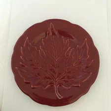 Longaberger Pottery Falling Leaves 7” Plate Paprika Red Made in USA