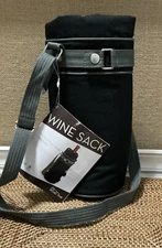 Picnic Time Insulated Single Wine Bottle Tote Bag Carrier Sack Black Corkscrew