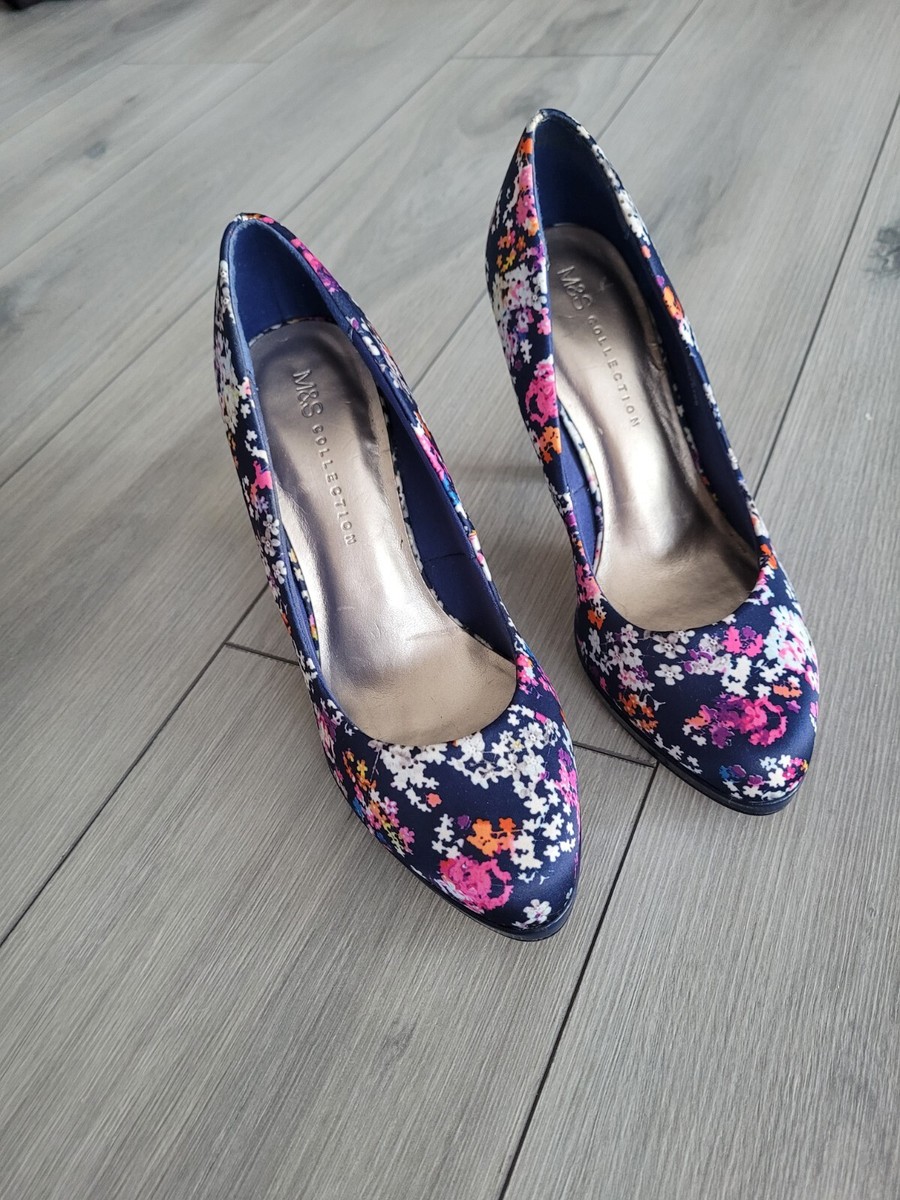 M&S Collection Navy Floral Shoes- UK