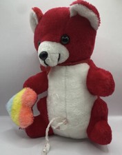 vintage plush Red Teddy Bear Heart Stuffed Animal Valentine 80s Kid 12