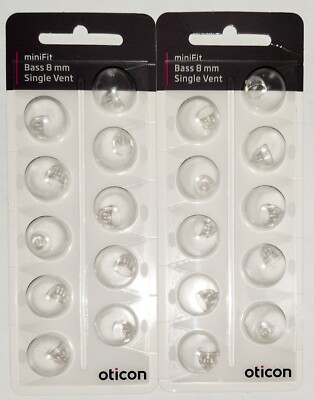 2 Pack Oticon miniFit  ( Bass 8mm Single vent ) Dome / US Seller - Fast shipping