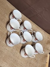 Tienshan Poinsettia and Ribbons Fine China Coffee or Tea Cup Set Of 8