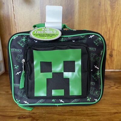 Minecraft Creeper Face Lunchbox, Fast Ship,  Also Mini Minecraft Figure