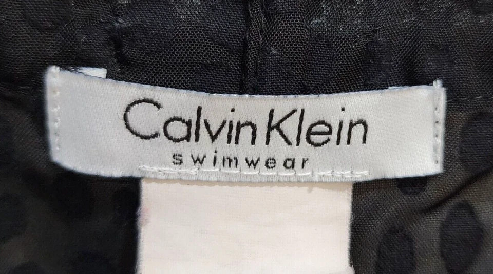 Roupa de banho Calvin Klein feminina sem mangas gola V profunda vestido de cobertura semi transparente G - Imagem 4 de 4
