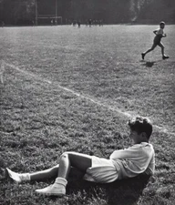 1960 Vintage French Young Boy Soccer Field Grass CHARLES EGERMEIER Photo Gravure