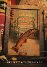 Vintage Fly Fishing Art Print 11x17 Pflueger Fishing Reel  Brown Trout Artwork