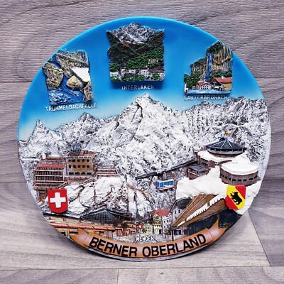 Berner Oberland  Art Swiss Decorative Wall Plates 3D Relief Wengen Ski