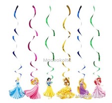 Disney Princesses Theme Happy Birthday Party Hanging Swirl Banner Decorations X6