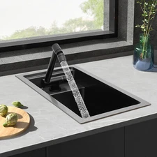 Single Bowl Kitchen Bar Sink Hidden Drop-in Kitchen Sink with Folding Faucet