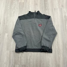 Vintage Tommy Hilfiger Sweatshirt Men's Large Gray 90s 1/4 Zip Logo Embroidered