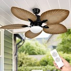 52'' Tropical Ceiling Fan with LED Light and Remote Control Reversible Fan Light