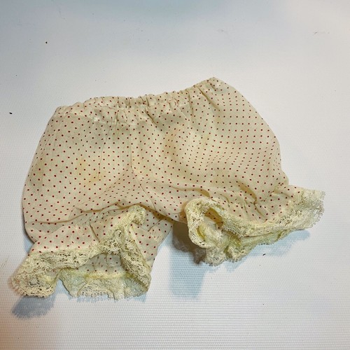 Vintage Baby DOLL Clothes BLOOMERS Red Polka Dots Lace Ruffles -see measurements