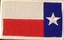 Texas Left Reverse Flag Patch Iron-On Tactical Lone Star Emblem White