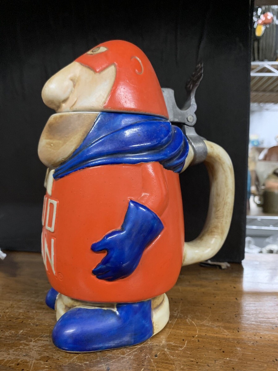1975 1ST VERSION (CS1) BUDWEISER BUDMAN STEIN, UNKNOTTED TIE