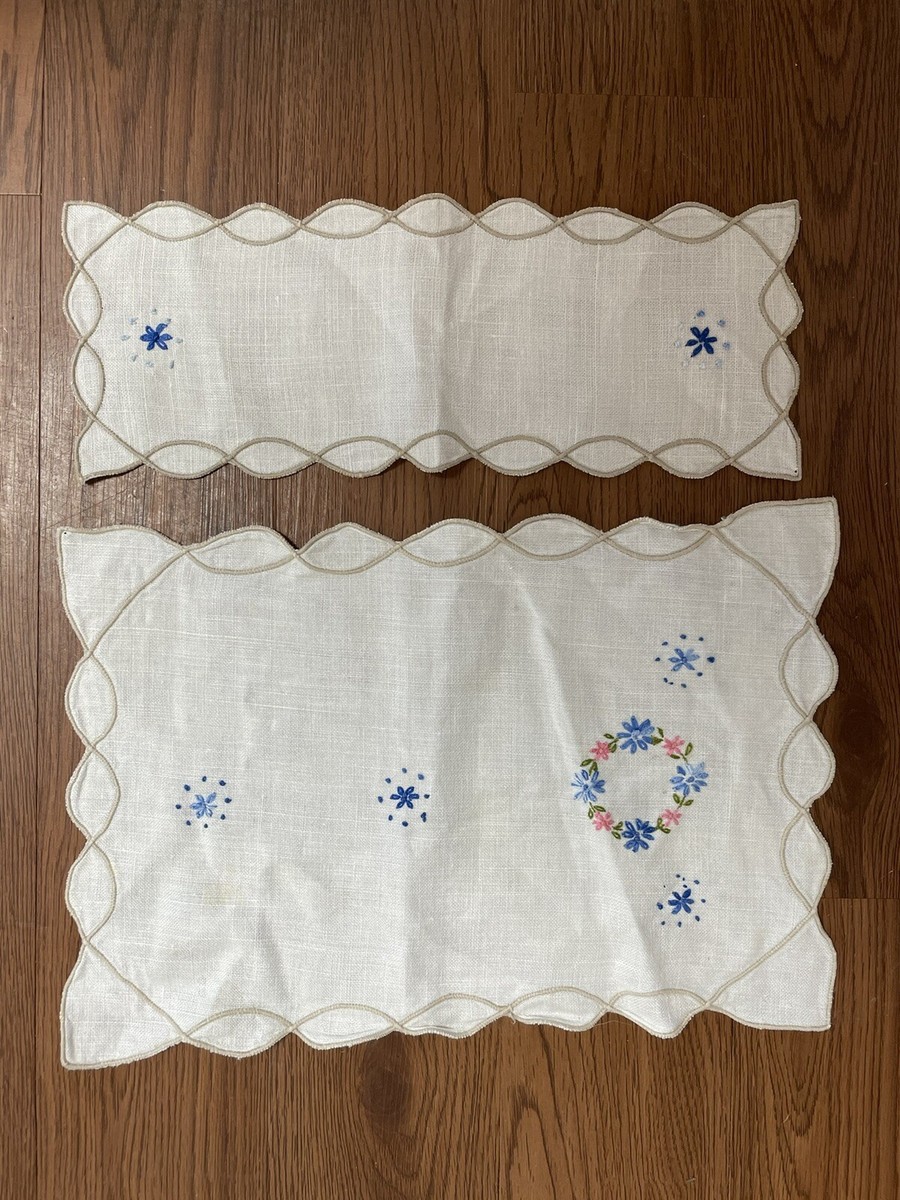 embroidered dresser scarf kit Stamped Embroidery Dresser Table Scarf Runner Kit Bells Flowers Colort  At  Grandma's Table