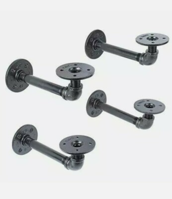 Pipe DÉCOR Electroplated Industrial Pipe Double Flange Brackets Set of 4 Indu...