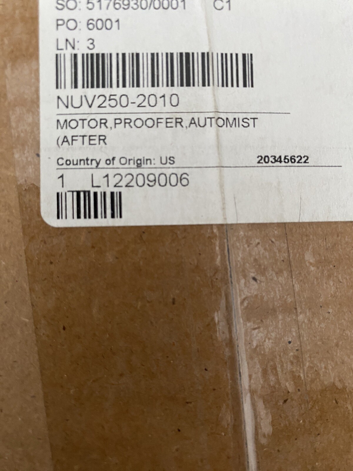 New Nu-vu motor assembly, Proofed, Auto mist, 115v 60Hz 1550RPM NUV250-2010