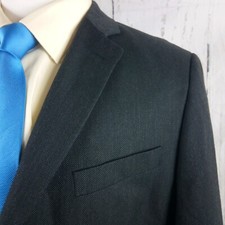 Banana Republic Tailored Slim 44R Mens Dark Gray Birdseye Suit Blazer Jacket