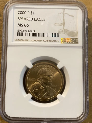 2000 P Sacagawea Dollar NGC MS66 - Wounded Eagle / Speared Eagle